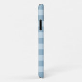 Babyblauwe strepen met bruin monogram Case-Mate iPhone case (Achterkant/rechts)