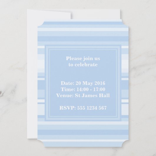 Babyblauwe strepen simpele elegant kaart (Achterkant)