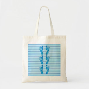 Babyblauwe strepen tote bag