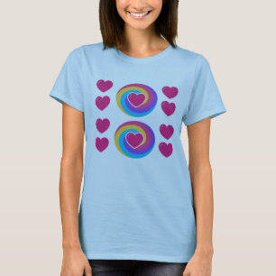 Babyblauwe T-shirt met Harten en Regenboogkleuren