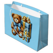 Babyblauwe teddybeer groot cadeauzakje (Achterkant Gekanteld)