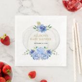 Babyblauwe witte groene bloemige witte pompoenen servet (Insitu)