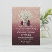 Babybloem Floral Jar Roos Gold Glitter Wedding Kaart (Staand voorkant)
