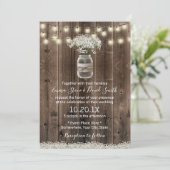 Babybloem Floral Jar Rustic Barn Wood Wedding Kaart (Staand voorkant)