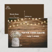 Babybloem in Rustic Mason Jar & Lights Aankondigingskaart (Voorkant / Achterkant)
