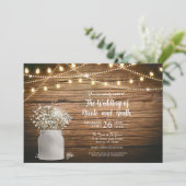 Babybloem in Rustic Mason Jar & Lights Kaart (Staand voorkant)