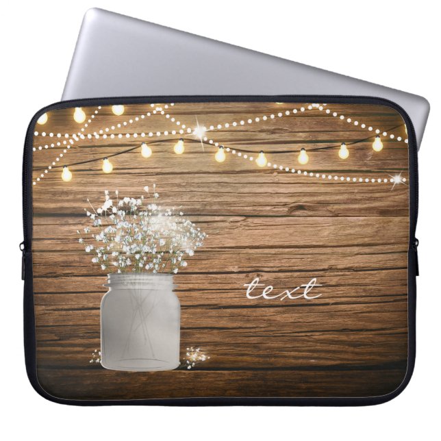 Babybloem in Rustic Mason Jar & Lights Laptop Sleeve (Voorkant)