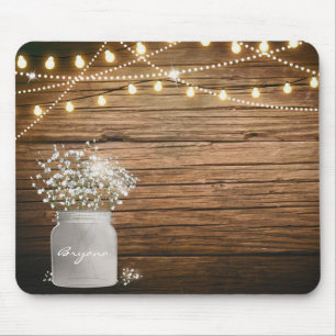 Babybloem in Rustic Mason Jar & Lights Muismat