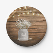 Babybloem in Rustic Mason Jar & Lights Papieren Bordje (Voorkant)