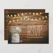 Babybloem in Rustic Mason Jar RSVP Uitnodiging Briefkaart (Voorkant / Achterkant)