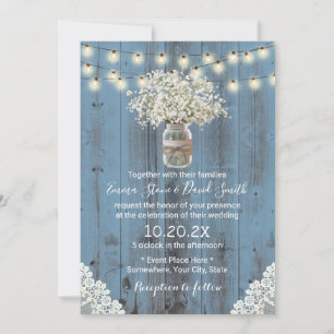Babybloemen Dusty Blue Barn Wedding Kaart