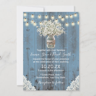 Babybloemen Dusty Blue Barn Wedding Kaart