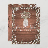 Babybloemen en hout Verlangd sparen de datum Aankondigingskaart (Voorkant / Achterkant)