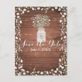 Babybloemen en hout Verlangd sparen de datum Aankondigingskaart (Voorkant)