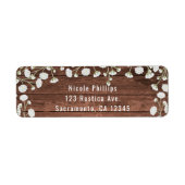 Babybloemen & Hout Elegant Rustic Party Etiket (Voorkant)