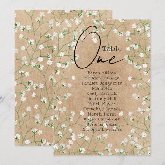 Babybloemen Rustic Wedding Seating Chart Kaart (Voorkant / Achterkant)