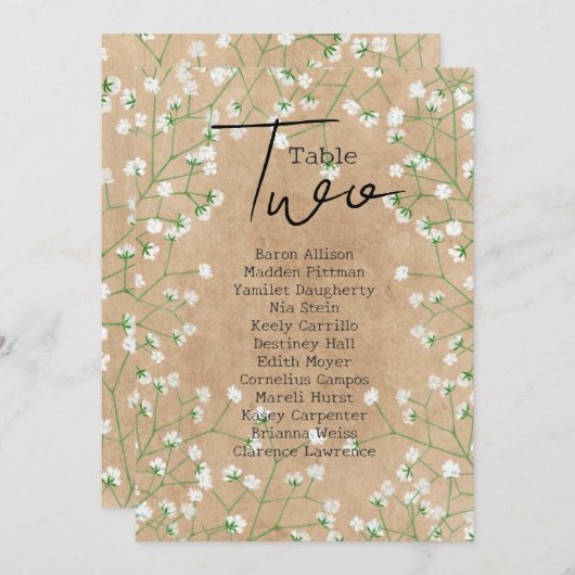 Babybloemen Rustic Wedding Seating Chart Kaart (Voorkant / Achterkant)