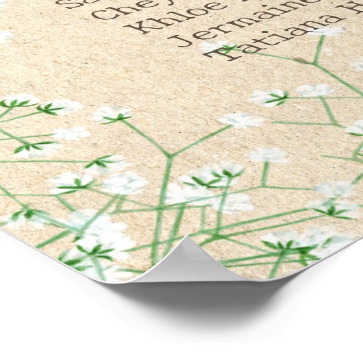 Babybloemen - Rustic Wedding Seating Chart Poster (Hoek)