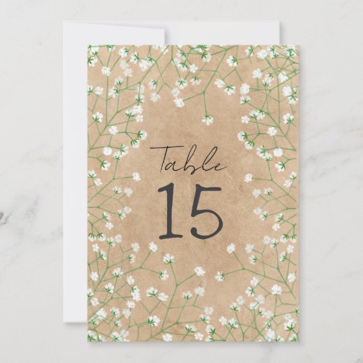 Babybloemen Rustic Wedding Table Number Feestdagenkaart (Voorkant)
