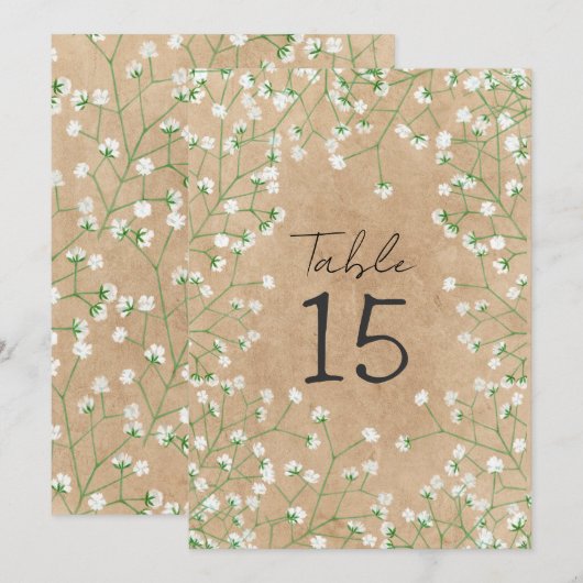 Babybloemen Rustic Wedding Table Number Feestdagenkaart (Voorkant / Achterkant)