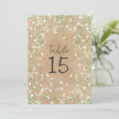 Babybloemen Rustic Wedding Table Number Feestdagenkaart (Staand voorkant)