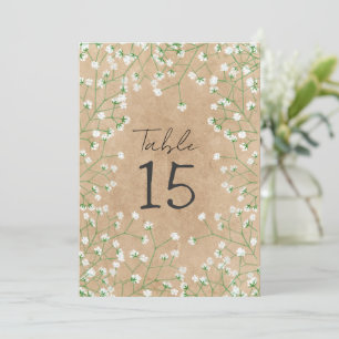 Babybloemen Rustic Wedding Table Number Feestdagenkaart