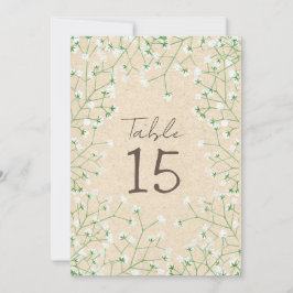 Babybloemen Rustic Wedding Table Number Feestdagenkaart