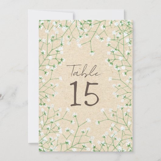 Babybloemen Rustic Wedding Table Number Feestdagenkaart (Voorkant)