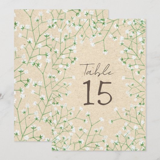 Babybloemen Rustic Wedding Table Number Feestdagenkaart (Voorkant / Achterkant)