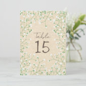 Babybloemen Rustic Wedding Table Number Feestdagenkaart (Staand voorkant)