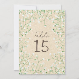 Babybloemen Rustic Wedding Table Number Feestdagenkaart