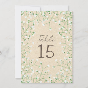 Babybloemen Rustic Wedding Table Number Feestdagenkaart