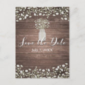 Babybloemen Rustic Wood Bespaar de datum Aankondigingskaart (Voorkant)