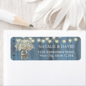 Babybloesem Jar Rustic Dusty Blue Wedding Etiket (Insitu)