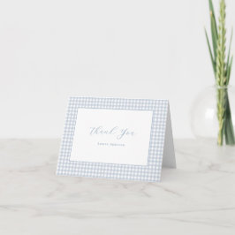 BabyBlue Gingham gepersonaliseerd gevouwen dank u Notitiekaartje