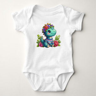 Babybody met een prachtige subli dinosaurus romper