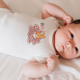 Babybody So Cute met konijn en roze bloemen Romper