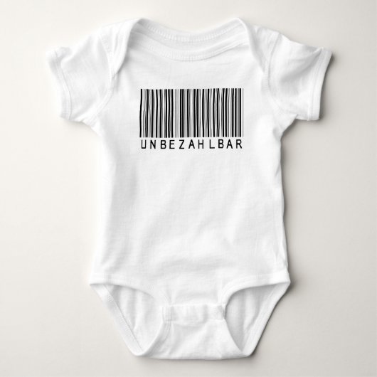 Babybody "UNBEZAHLBAR"  Barcode Schwarz Romper (Voorkant)