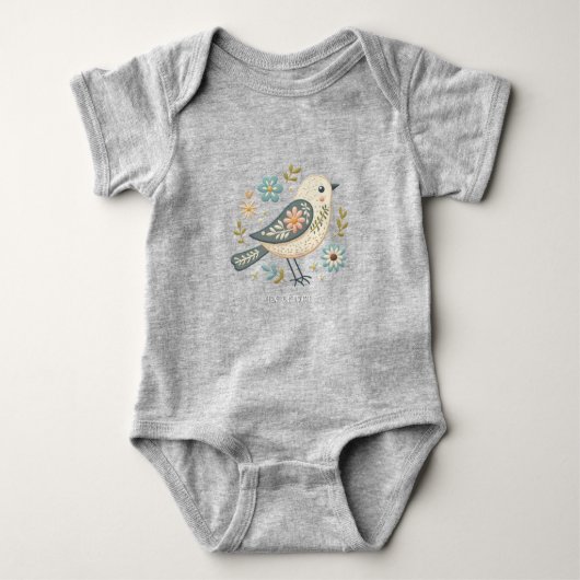 Babybodysuit met bloemenprint van kleine groene vo romper (Voorkant)