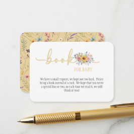 Babyboek met wilde bloemen in effen geel voor baby informatiekaartje