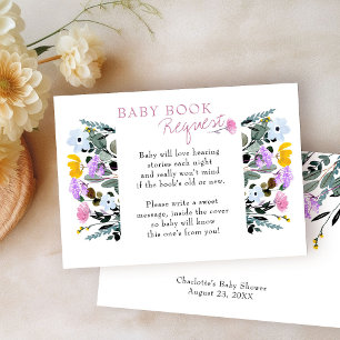 Babyboekaanvraag Mooie wilde bloemen gazon Wit Informatiekaartje