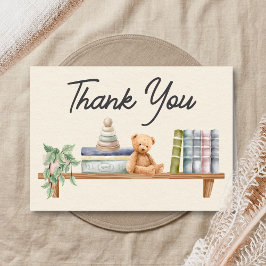 Babyboeken en brunch Neutrale baby shower Bedankkaart
