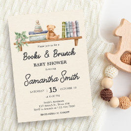 Babyboeken en brunch neutrale baby shower kaart