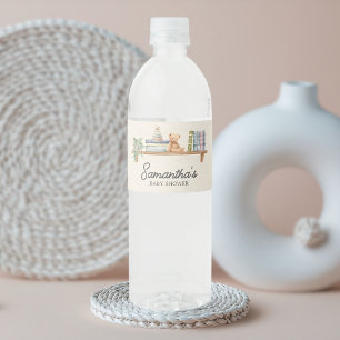 Babyboeken en brunch Neutrale baby shower Waterfles Etiket