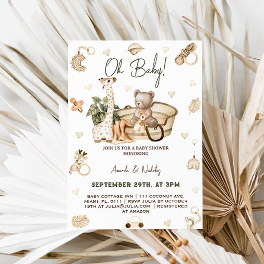 Babyboho neutrale babyshower kaart