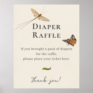 Babyborrel Luiers Raffle met Vintage Insecten Poster