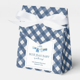 Babyborrel met blauwe jeans bedankdoosjes