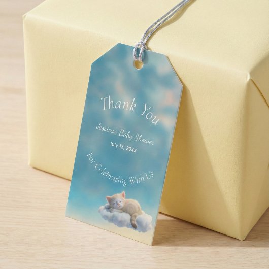 Babyborrel met Kitten In The Clouds Cadeaulabel