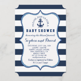 Babyborrel met marine-blauwe strepen en nautisch t kaart