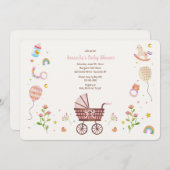 Babyborrel met vintage kinderwagen kaart (Voorkant / Achterkant)